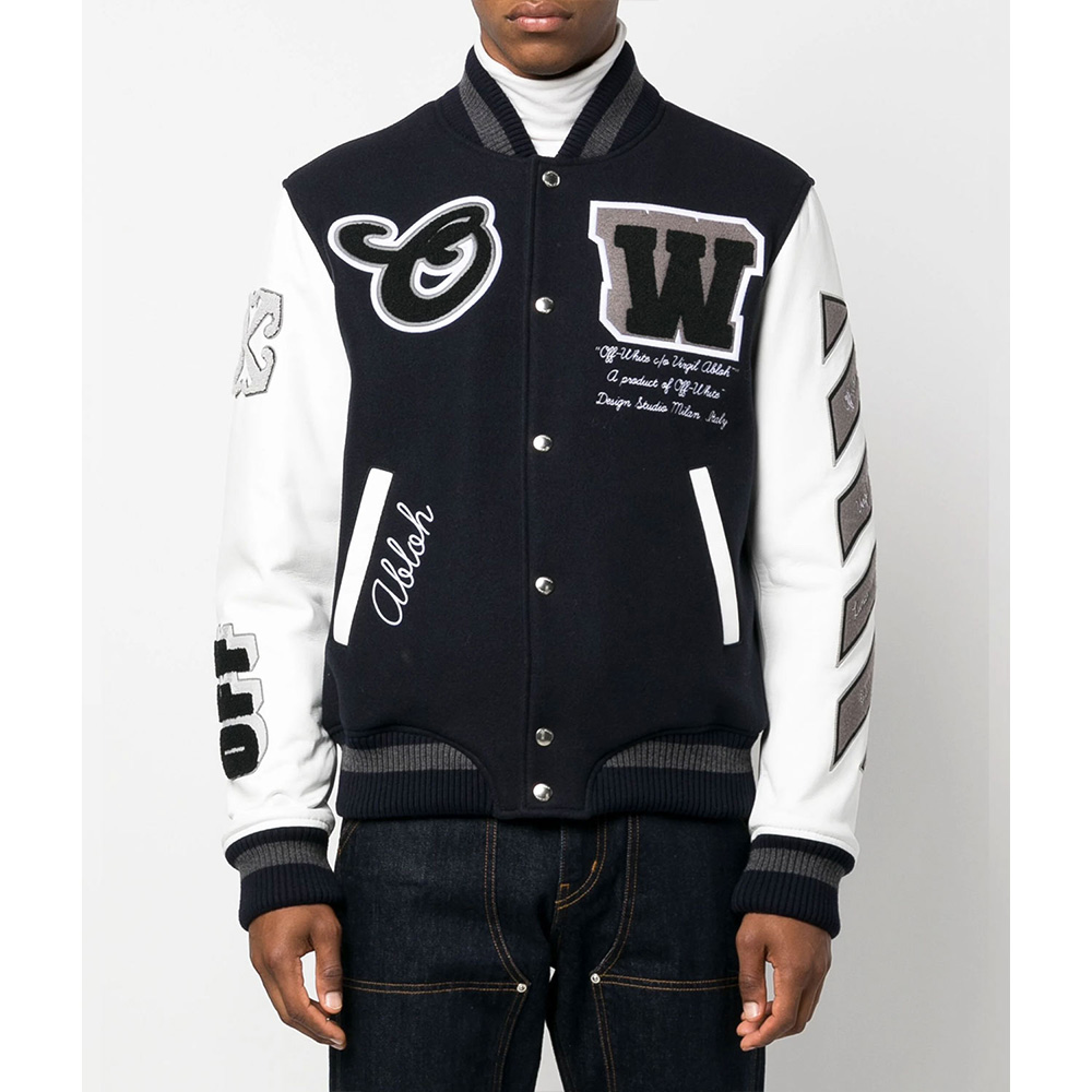 Off-White Cryst Moon Phase Black Varsity Jacket - Image 2