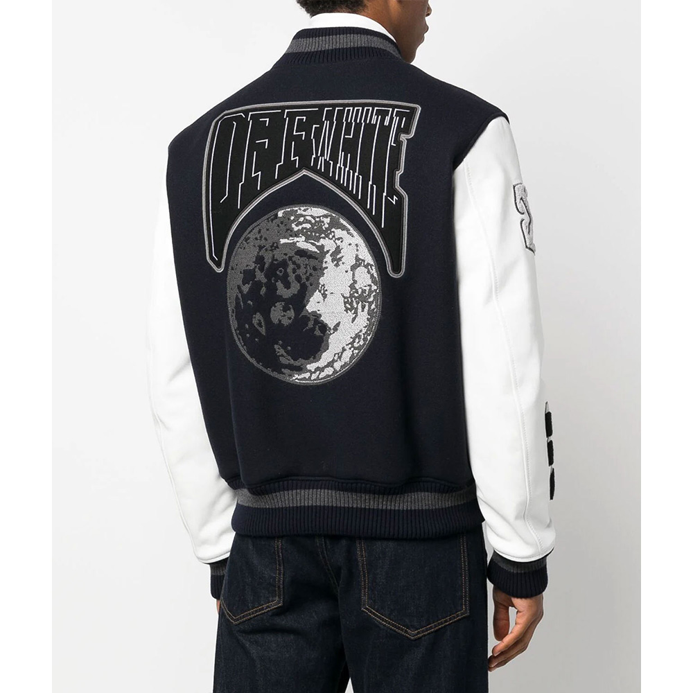 Off-White Cryst Moon Phase Black Varsity Jacket - Image 3