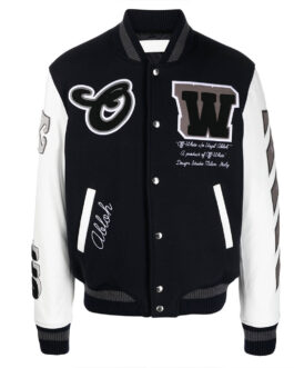 Off-White Cryst Moon Phase Black Varsity Jacket