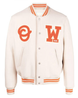 OW Logo-Patch Off-White Varsity Jacket