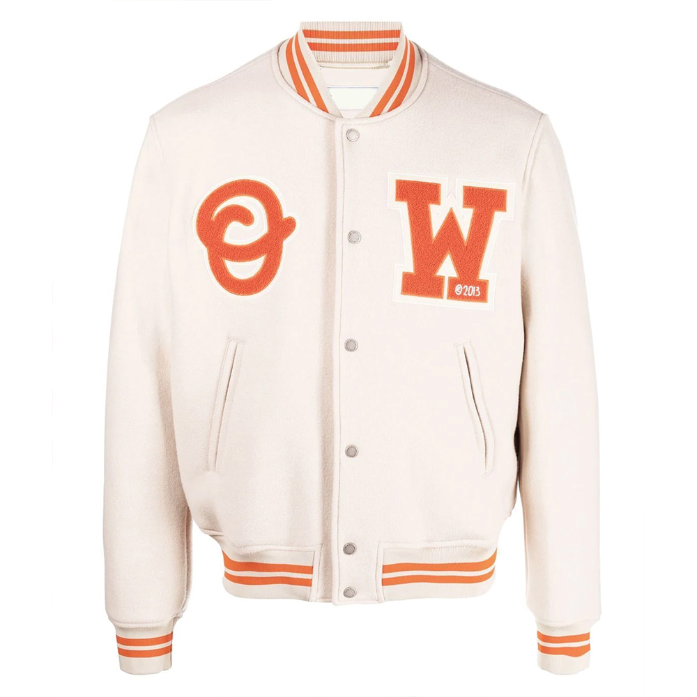 OW Logo-Patch Off-White Varsity Jacket