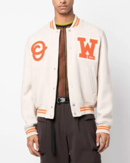 OW Logo-Patch Off-White Varsity Jacket