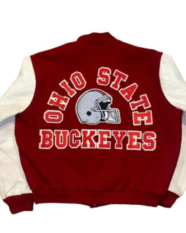 Ohio State Buckeyes Burgundy and White Varsity Jacket