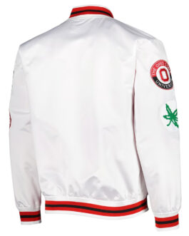 Ohio State Buckeyes City Collection White Varsity Satin Jacket