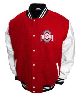Ohio State Buckeyes Graduate Scarlet and White Varsity Jacket