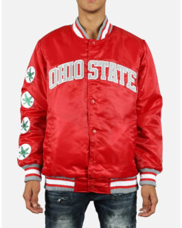 Ohio State Buckeyes Red Satin Bomber Jacket