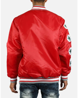 Ohio State Buckeyes Red Satin Bomber Jacket