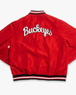 Ohio State Buckeyes Script Logo Red Bomber Jacket