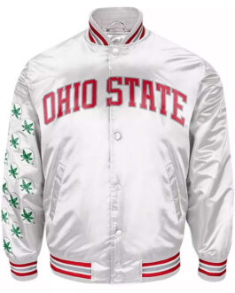 Silver Ohio State Buckeyes Team Spirit Satin Jacket
