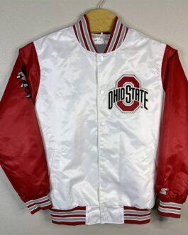 Ohio State Buckeyes White and Red Varsity Satin Jacket