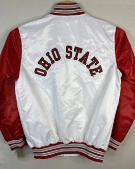 Ohio State Buckeyes White and Red Varsity Satin Jacket