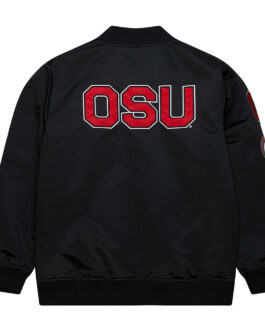 Ohio State Current Logo Bomber Lightweight Black Satin Jacket