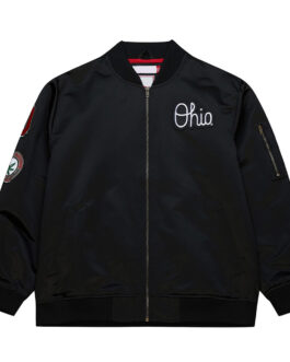 Ohio State Current Logo Bomber Lightweight Black Satin Jacket