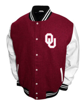 Oklahoma Sooners Graduate Crimson and White Varsity Jacket