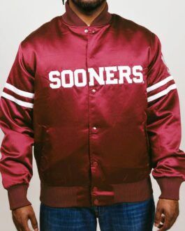 Oklahoma Sooners Striped Crimson Bomber Jacket