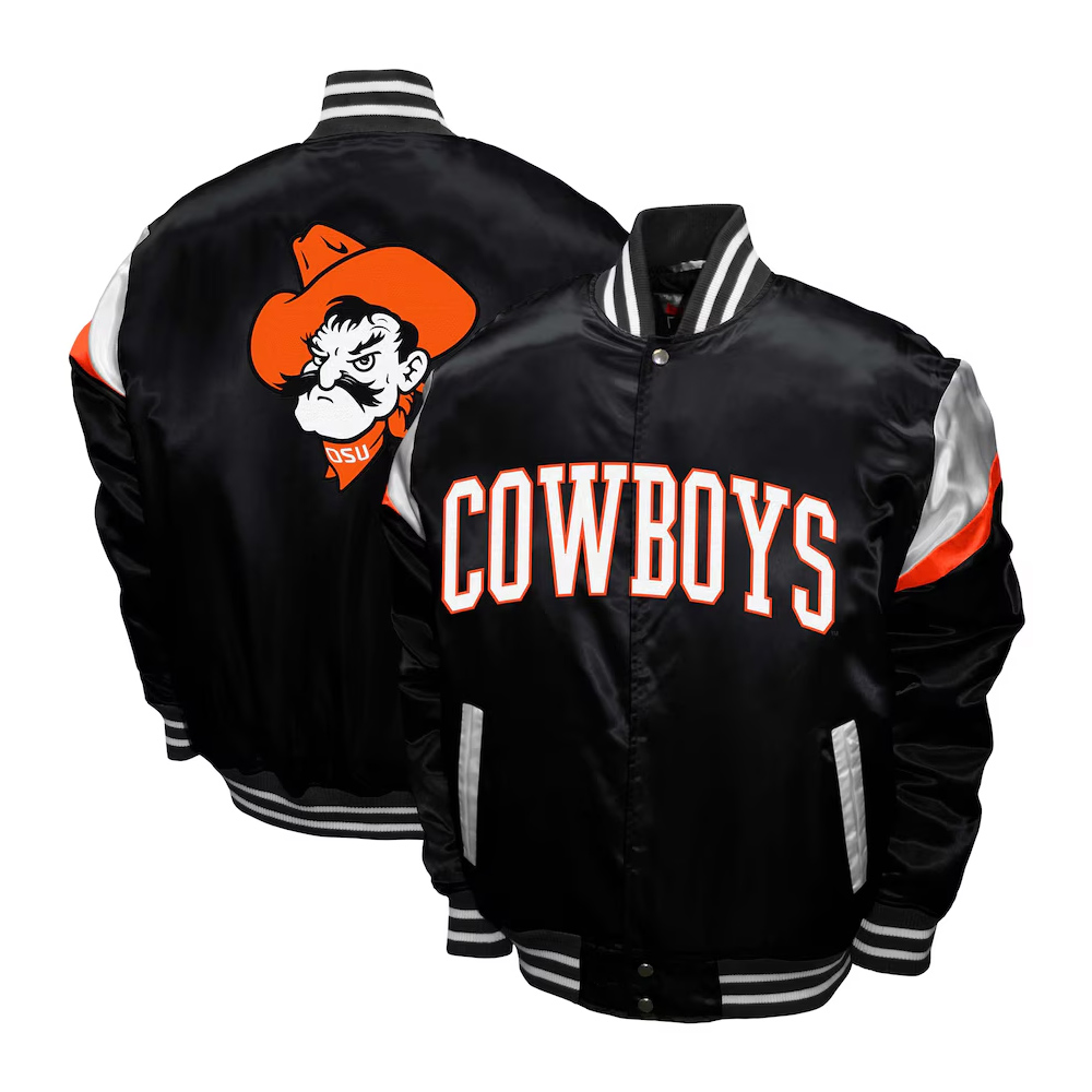 Oklahoma State Cowboys Power Black Satin Jacket - Image 3