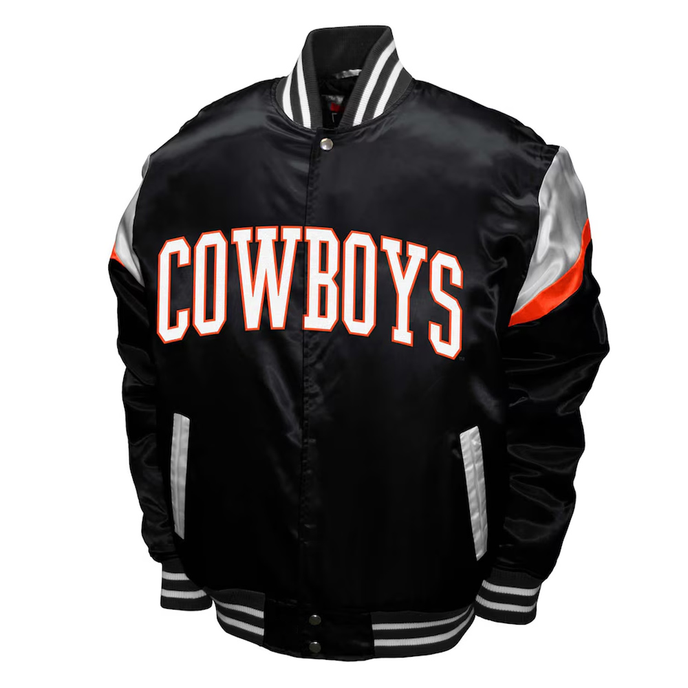 Oklahoma State Cowboys Power Black Satin Jacket