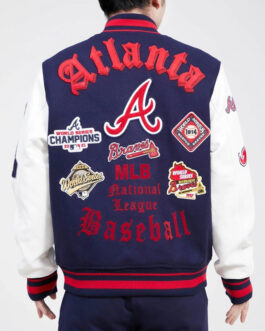 Old English Atlanta Braves Varsity Jacket