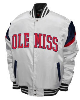 Ole Miss Rebels Power White Satin Jacket