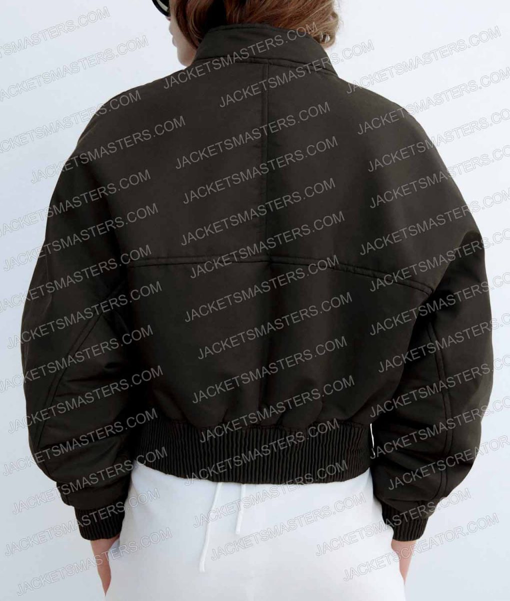 On the Come Up Jamila Gray Bomber Black/Green Jacket - Image 5