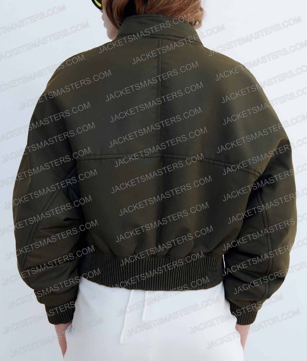 On the Come Up Jamila Gray Bomber Black/Green Jacket - Image 4