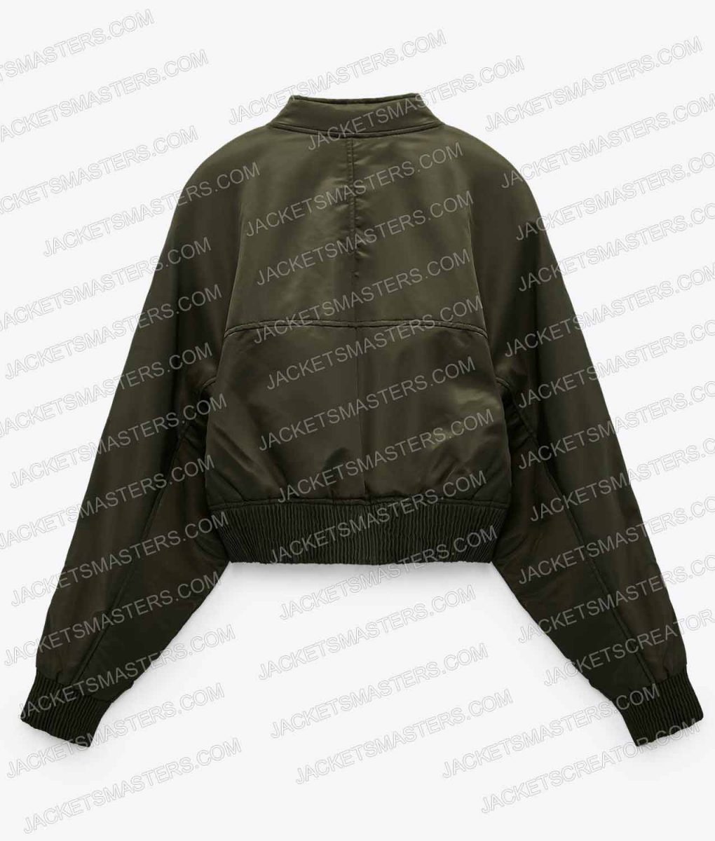 On the Come Up Jamila Gray Bomber Black/Green Jacket - Image 7