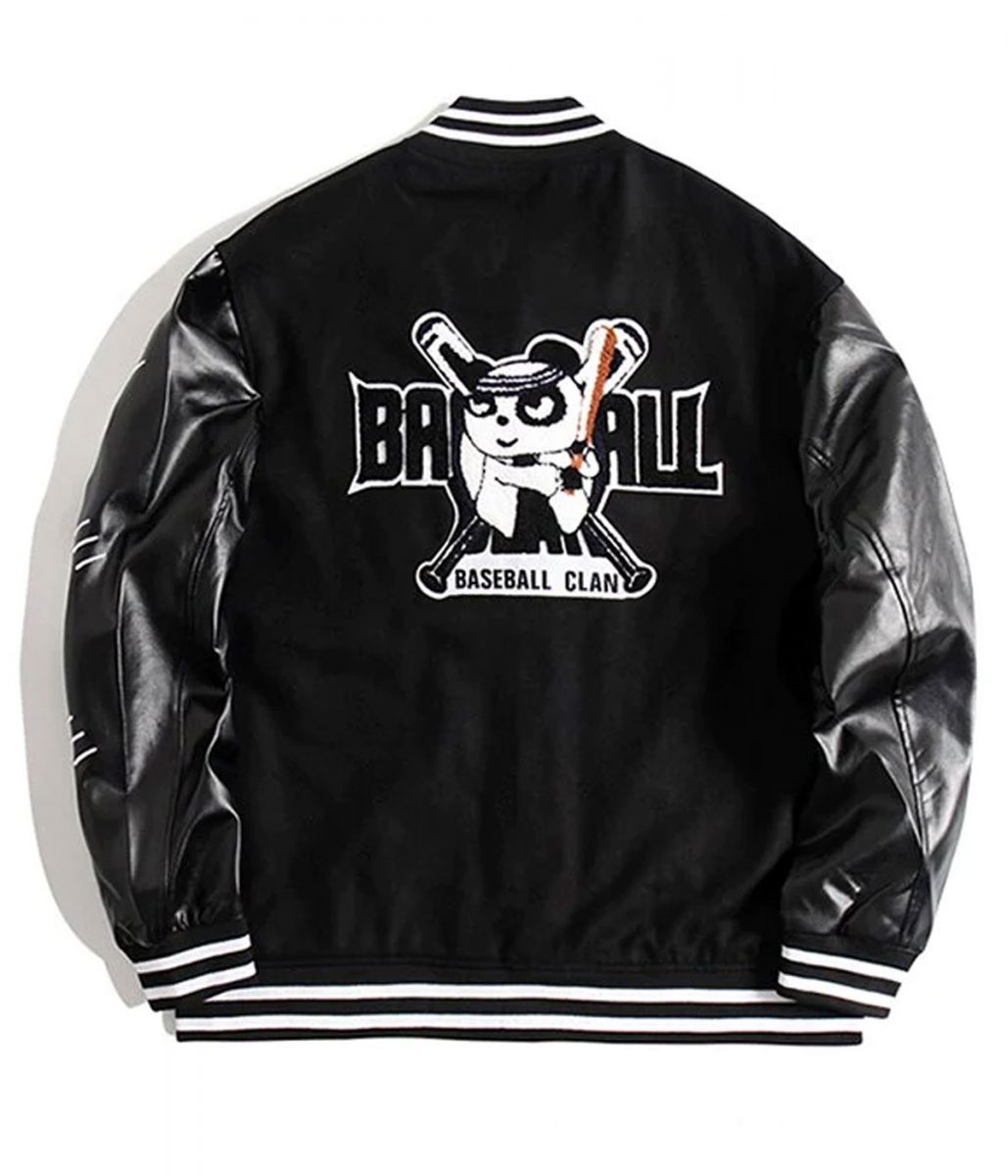 Panda Black Baseball Jacket - Image 2