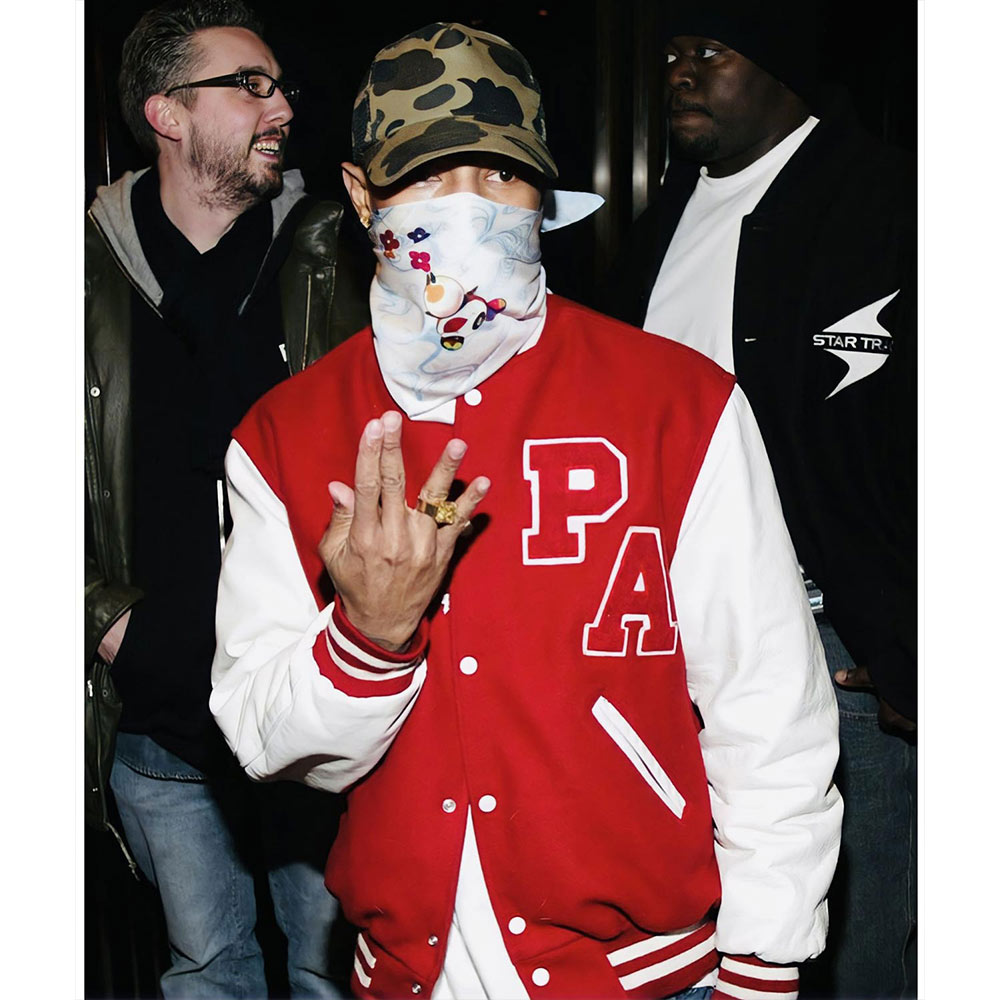 Pharrell Williams Red and White Letterman Jacket - Image 5