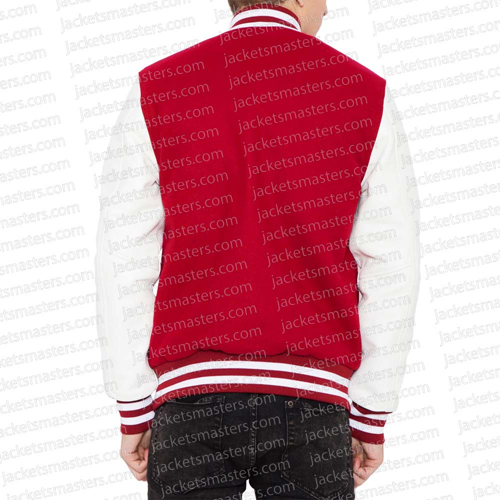 Pharrell Williams Red and White Letterman Jacket - Image 3
