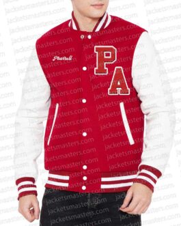 Pharrell Williams Red and White Letterman Jacket
