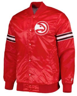 Atlanta Hawks Pick and Roll Red Satin Jacket