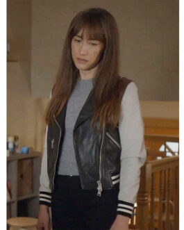 Pivoting Maggie Q Leather Jacket