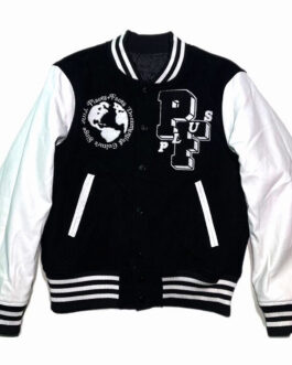 Places Plus Faces Black and White Varsity Jacket