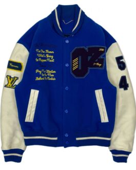 Letterman Wizard of Oz Plain Rainbow Blue and White Jacket