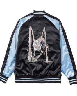 Varsity Poltergeist Blue and Black Satin Jacket