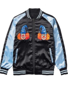 Varsity Poltergeist Blue and Black Satin Jacket