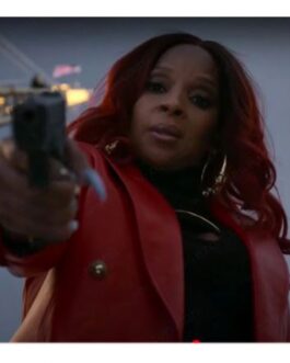 Mary J Blige Power Book II Ghost Double Breasted Red Leather Coat
