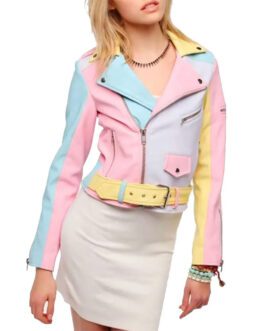 Pretty Little Liars Lucy Hale Pastel Rainbow Leather Jacket