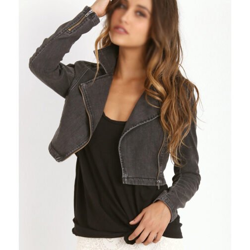 Pretty Little Liars S03 Shay Mitchell Cropped Denim Jacket - Image 4