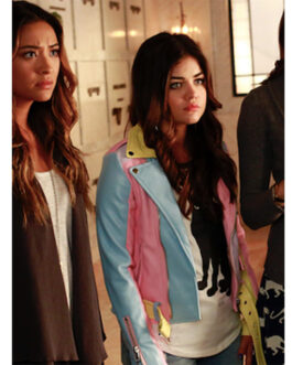 Pretty Little Liars Lucy Hale Pastel Rainbow Leather Jacket