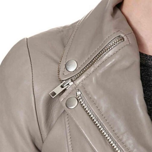 Pretty Little Liars S05 Ashley Benson Gray Leather Jacket - Image 4