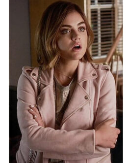 Pretty Little Liars S06 Lucy Hale Pink Leather Jacket
