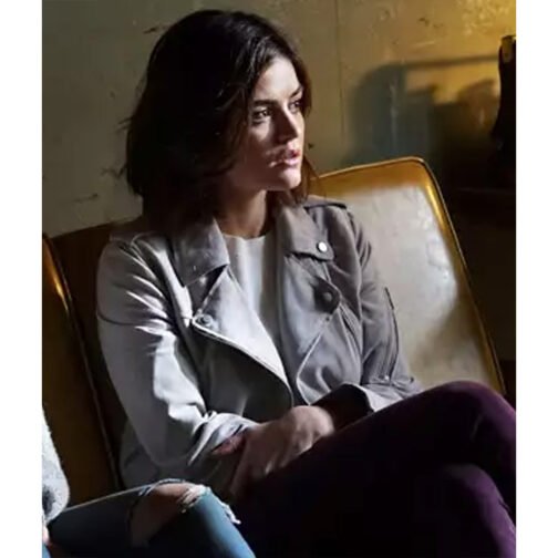 Pretty Little Liars S07 Lucy Hale Light Gray Suede Jacket - Image 7