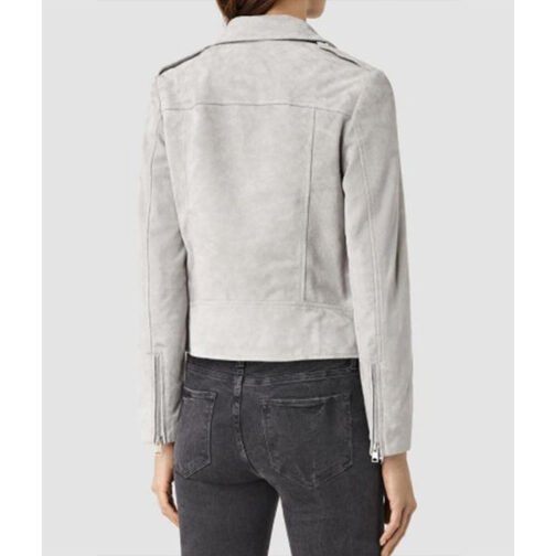 Pretty Little Liars S07 Lucy Hale Light Gray Suede Jacket - Image 3
