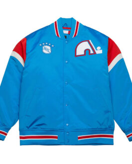Quebec Nordiques Heavyweight Blue Satin Jacket