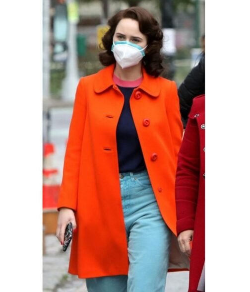 Rachel Brosnahan The Marvelous Mrs Maisel S04 Wool Orange Coat - Image 4