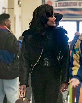 Patina Miller Power Book III Leather Jacket with Shawl Collar