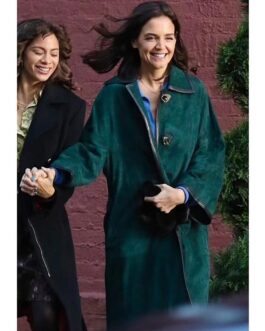 Rare Objects Katie Holmes Green Suede Coat