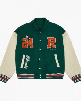 Ready Letterman Green and Off White Jacket