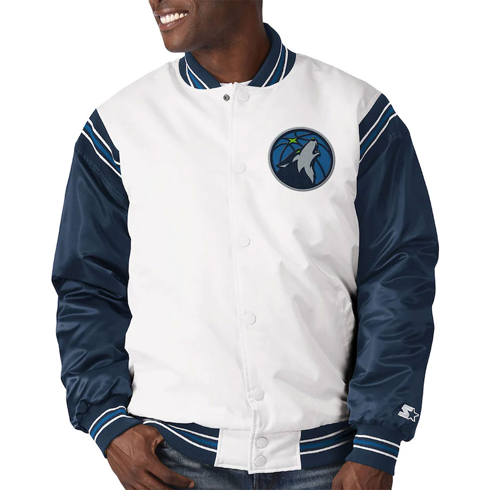 Renegade Minnesota Timberwolves White and Navy Jacket - Image 3